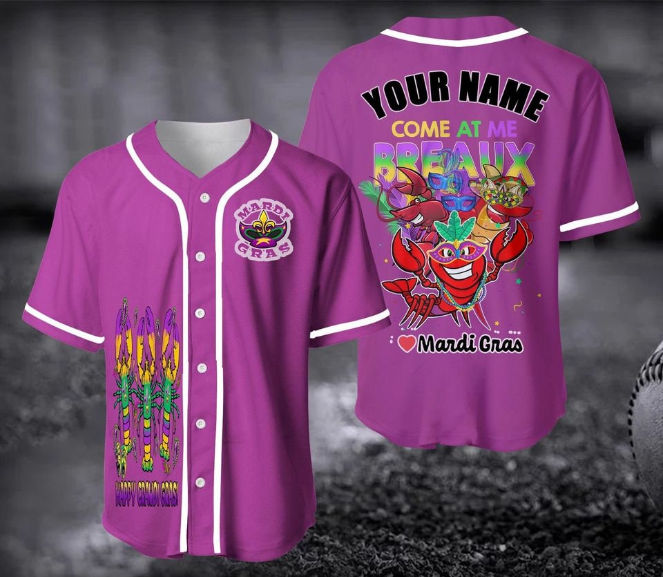 Personalized Name Baseball Jersey, Custom Mardi Gras Jersey