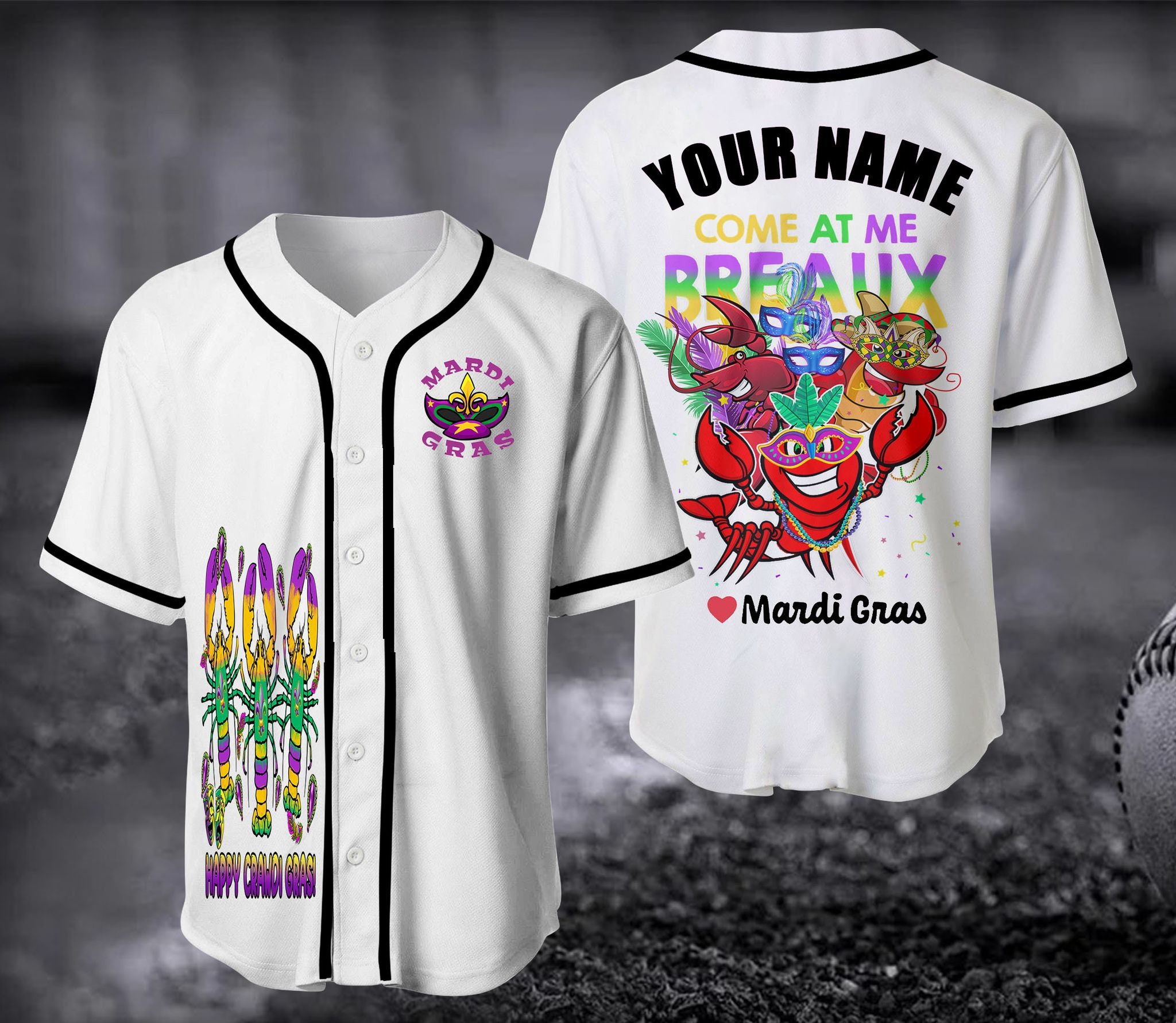Personalized Name Baseball Jersey, Custom Mardi Gras Jersey