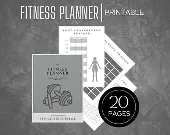 Planificador de salud y fitness para mujeres / Diario de fitness / Planificador imprimible / Planificador de fitness imprimible / Rastreador de fitness / Rastreador de peso /