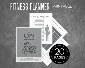 Planificador de salud y fitness para hombres / Diario de fitness / Planificador imprimible / Planificador de fitness imprimible / Rastreador de fitness / Rastreador de peso /