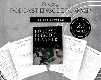 Planificador de podcasts imprimible / Planificador de contenidos / Planificador de episodios de podcasts / Planificador imprimible / Hoja de trabajo de podcasts / Lista de verificación de podcasts /
