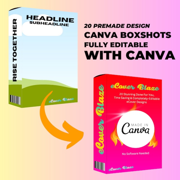 Canva ecover , boxshot , product cover, product mockup, canva digital box mockup, boxshot mockup canva Instant Download