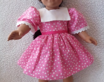 18" doll dress pink with white dots that fits American Girl (DRESS ONLY)