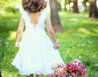 Flower girl dress,Boho flower girl dress,Rustic dress,flowergirl dress,Communion dress,Tulle flower girl dress,Babydress,Flowered girl dress