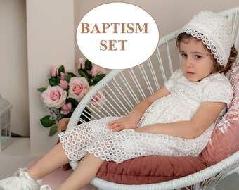 Christening/Baptism baby gift outfit, Blessing outfit, Christening gown, Ivory Baptism baby dress, Baptism Lace dress, Lace Baptism Gown