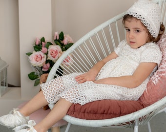 Elfenbein-Taufkleid, Tauf-Spitzenkleid, Elfenbein-Mädchenkleid, Baby-Taufkleid, Taufoutfit, Kleinkind, Segenskleid, Tauf-Babykleid