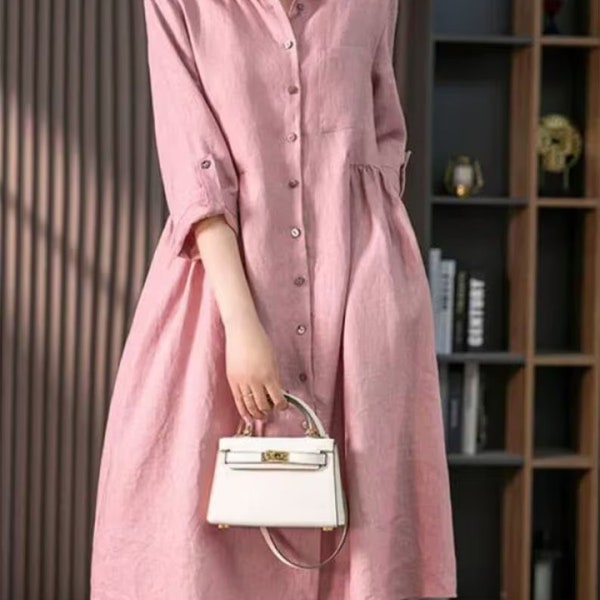 Loose Fitting Dress, Women Big Dress, Loose Linen Dress, Loose Cotton Dress, Loose Fitting Dress, Large Shirt Dress, Loose Shirt Dresses