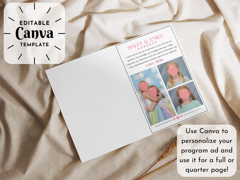 Editable Canva Ad Design for Program/playbill -for Color or Black/white ...
