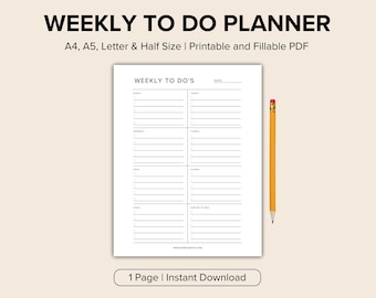 Weekly To Do List Printable, Weekly Task List Template, Weekly Planner, A4/A5/Letter/Half, Instant Download PDF, Weekly Priority Planner