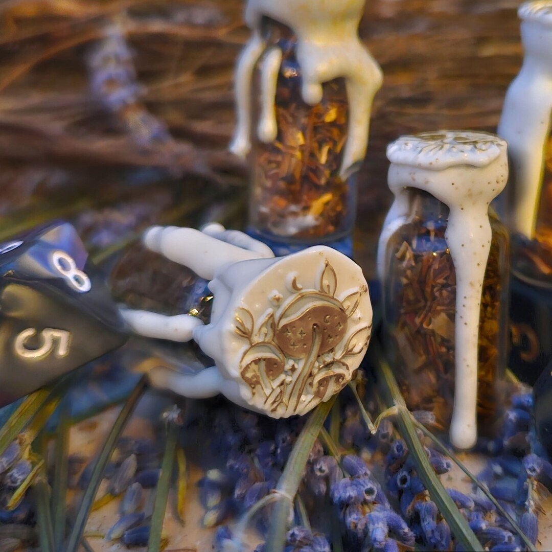 D&D Spell Potion Glass Vials Set of 4 White Mushroom Etsy