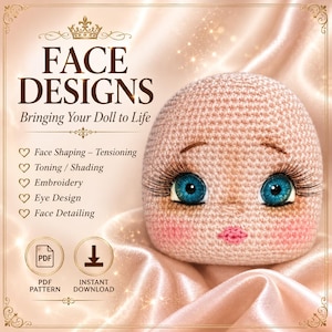 Amigurumi Doll Face Design Tutorial | Eyes, Brows, Lips, Blush & Face Shaping