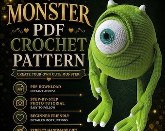 Patrón de crochet de Mike Wazowski: Monstruo de un ojo (PDF)