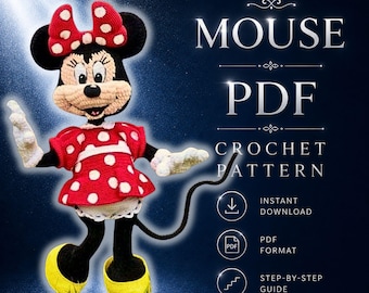 Cartoon Mouse Crochet Pattern – Amigurumi PDF, Beginner Friendly