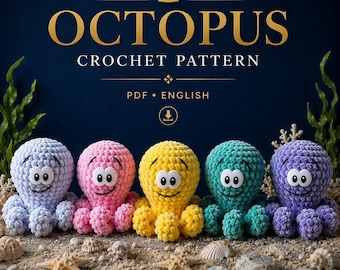 Octopus Amigurumi Crochet Pattern, Plush Sea Animal Toy (PDF Download)