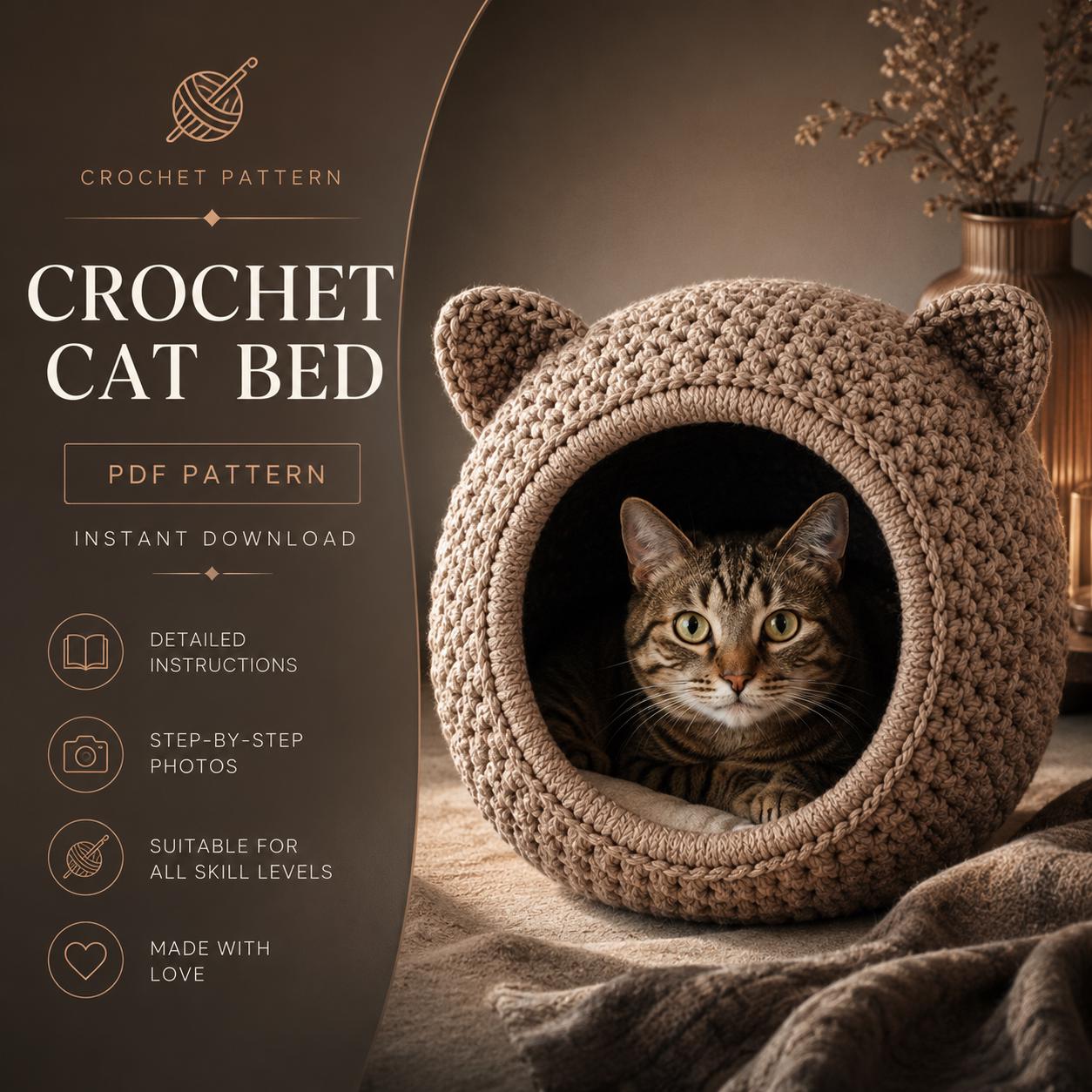 Crochet Cat House PDF Pattern: DIY Pet Bed, Cat Lover Gift - Etsy