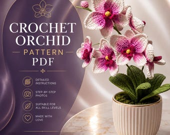 Patrón de ganchillo de orquídeas: Decoración de ramo de flores (patrón en PDF)