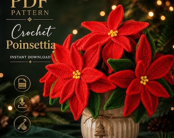 Patroon gehaakte kerstster: zelfstudie kerstbloem (pdf)