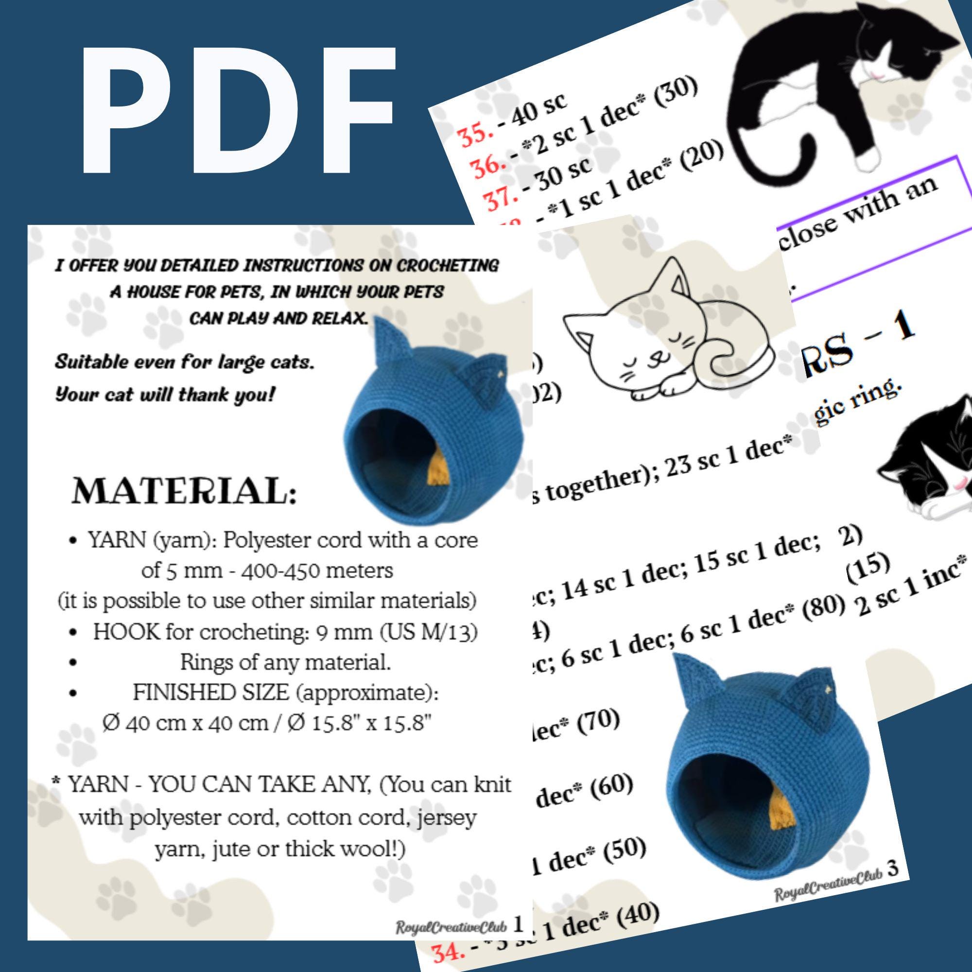 Crochet Cat House PDF Pattern: DIY Pet Bed, Cat Lover Gift - Etsy