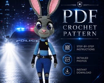 Crochet Pattern Bunny Police Officer – Amigurumi PDF Tutorial