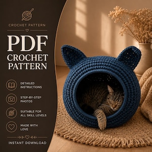 Crochet Cat House PDF Pattern: DIY Pet Bed, Cat Lover Gift