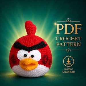 Virkat Amigurumimönster med röd fågel | DIY-leksak (PDF-mönster)