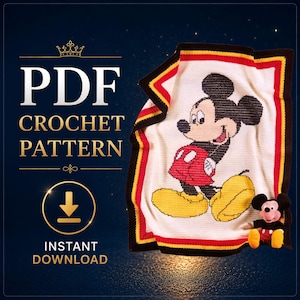 Schema vintage per coperta all'uncinetto di Topolino (download in PDF)
