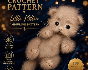 Fluffy Kitten Crochet Pattern, Realistic Cat Amigurumi Tutorial (PDF Download)