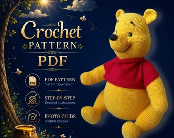 Yellow Bear Crochet Pattern, Classic Amigurumi Toy Tutorial (PDF Download)