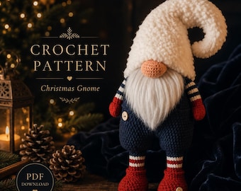 Christmas Gnome Crochet Pattern, Holiday Amigurumi (PDF Pattern)