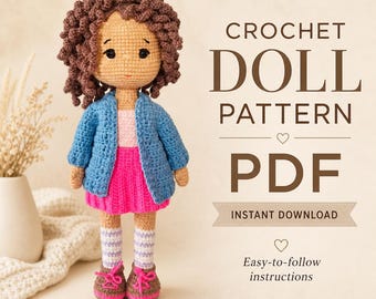 Amigurumi Doll Base Crochet Pattern: English PDF Tutorial, Doll Outfit