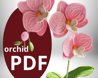 Patrón de orquídea de crochet: Decoración de ramo de flores (Patrón PDF)