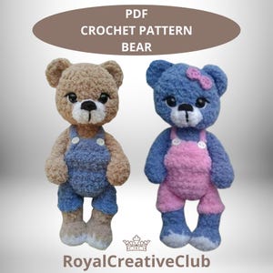 Crochet pattern PDF. Teddy bear. Amigurumi bear pattern. Soft toy. Christmas bear pattern.Crochet animal pattern.Teddy bear crochet pattern.
