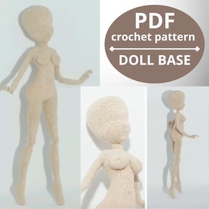 Peut inclure: Patron de base de poupée au crochet en PDF. Le patron comprend des instructions pour crocheter une base de poupée, une tête et un corps. La base de la poupée est en fil beige.