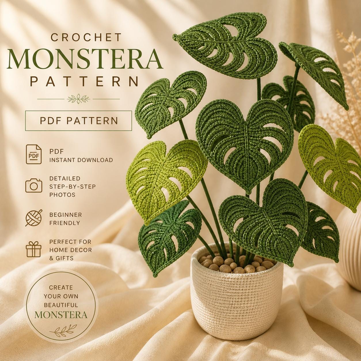 Monstera crochet - Etsy.de