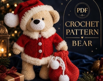 Weihnachtsbär Häkelanleitung: Santa Teddy Amigurumi (PDF-Muster)