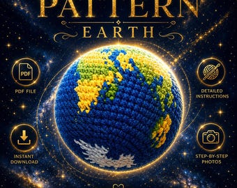Crochet Earth Pattern (PDF), Amigurumi Globe Toy, Educational Geography Gift