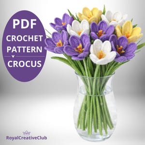Patrón de flor de azafrán a crochet: Tutorial fotográfico (Descarga PDF)