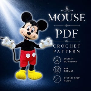 Haakpatroon cartoonmuis – amigurumi-pdf (vriendelijk voor beginners)