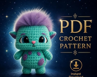 Fluffy Alien Monster Crochet Pattern: Lunnik Amigurumi (PDF Download)