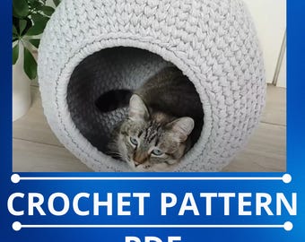 Patrón PDF de casa de crochet para gatos: Sofá para mascotas DIY