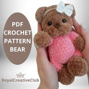Crochet pattern PDF. Teddy bear. Amigurumi bear pattern. Soft toy. Christmas bear pattern.Crochet animal pattern.Teddy bear crochet pattern.