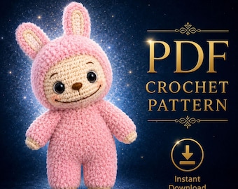 Fluffy Bunny Crochet Pattern | Kawaii Amigurumi Plush Toy (PDF Download)