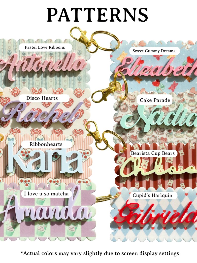 Tag Words For Keychains Personalized Valentine Acrylic Keychain, Scalloped Name Bag Tag - Etsy