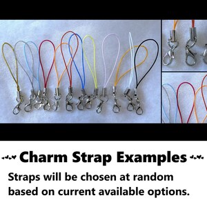 Charm Strap Examples. Straps will be chosen at random based on current available options. #phonecharm #phonecase