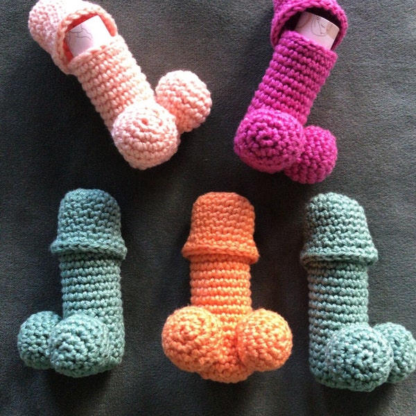 crocheted penises to store your lip balm