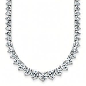 16CT Certified Lab Grown Diamonds Necklace, Graduated Tennis Necklace,  Riviera Diamond Necklace, 14K White Gold Necklace.
