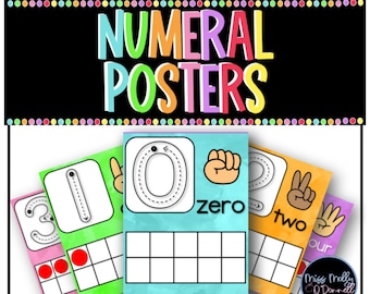 Ten Frame Number Posters: Watercolor Classroom Decor for Homeschool Moms, Rainbow Classroom Decor for Kindergarten, Preschool Teacher Decor