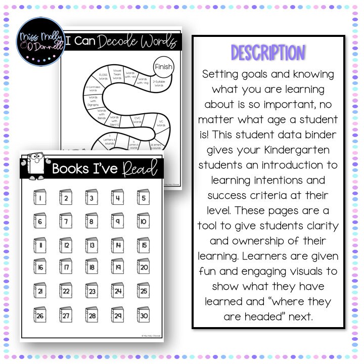 Kindergarten Student Goal Tracker Sheets, Kindergarten Homeschool ...