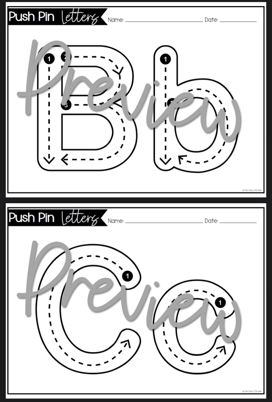 Preschool Fine Motor Worksheet, Kindergarten Push Pin Alphabet Tracing