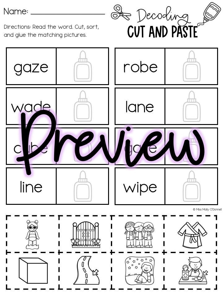Phonics Silent E Reading Worksheet for Kindergarten Reading Printable ...